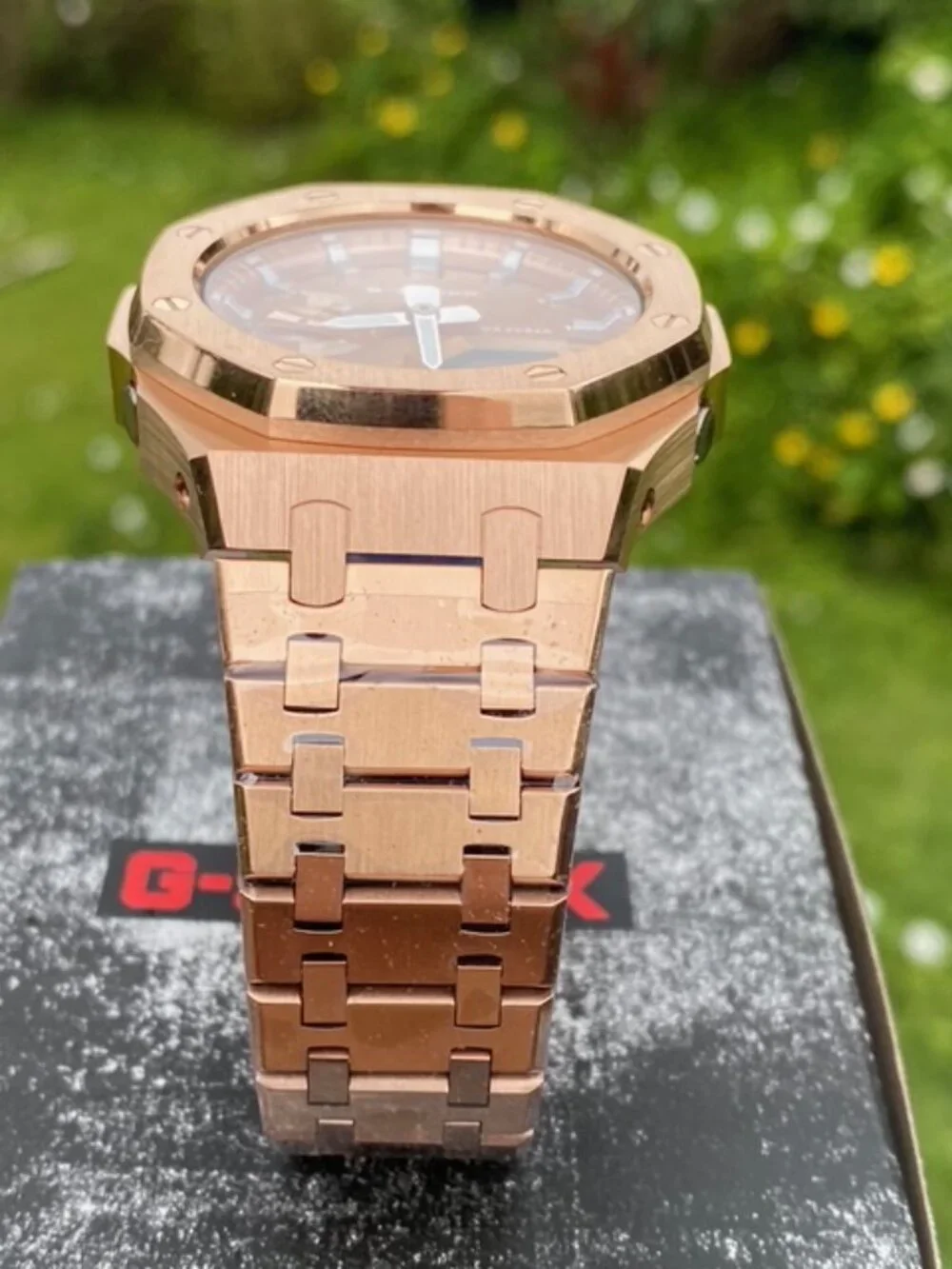 New Casio G-Shock GA2100 added Stainless Steel All Rose Gold Color MOD